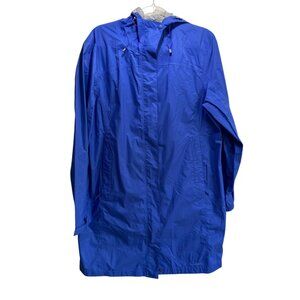 LL Bean Jacket Windbreaker Rain Coat Women's Large Blue Mid-Length Outdoor Trail